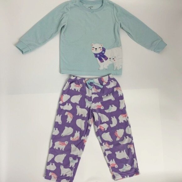 Carter's fleece polar bear pajamas 4T - Picture 1 of 10